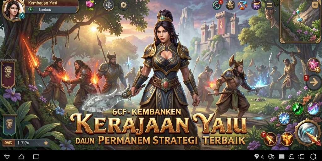 Screenshot gameplay 6CF yang menunjukkan pertempuran antar kerajaan.