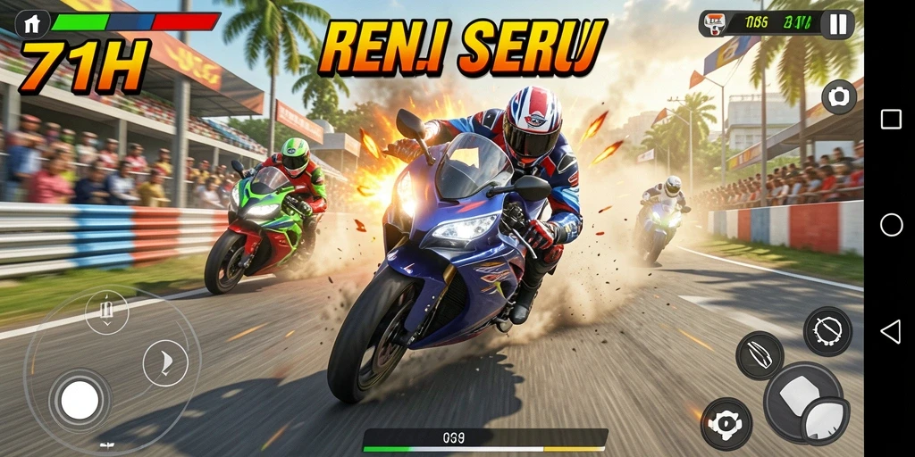 Gameplay seru di lintasan balap motor dengan grafis menawan.