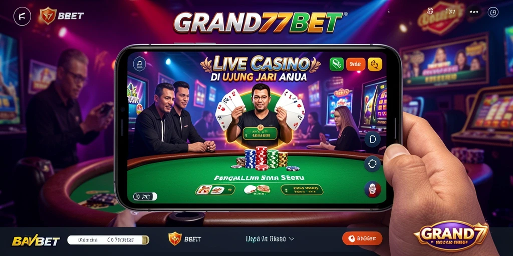 Tampilan gameplay seru di GRAND77BET Live Casino dengan dealer langsung.