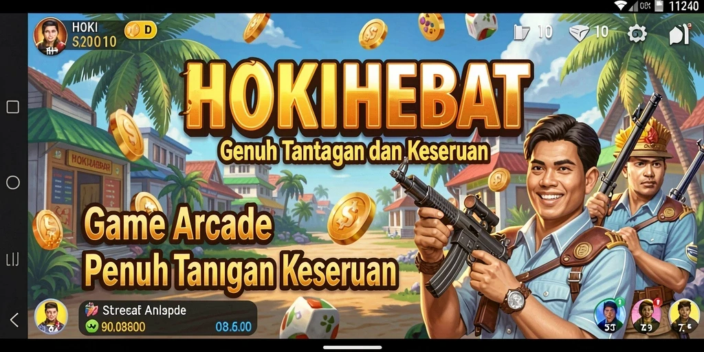 Screenshot HOKIHEBAT dengan tampilan permainan Arcade yang menarik.