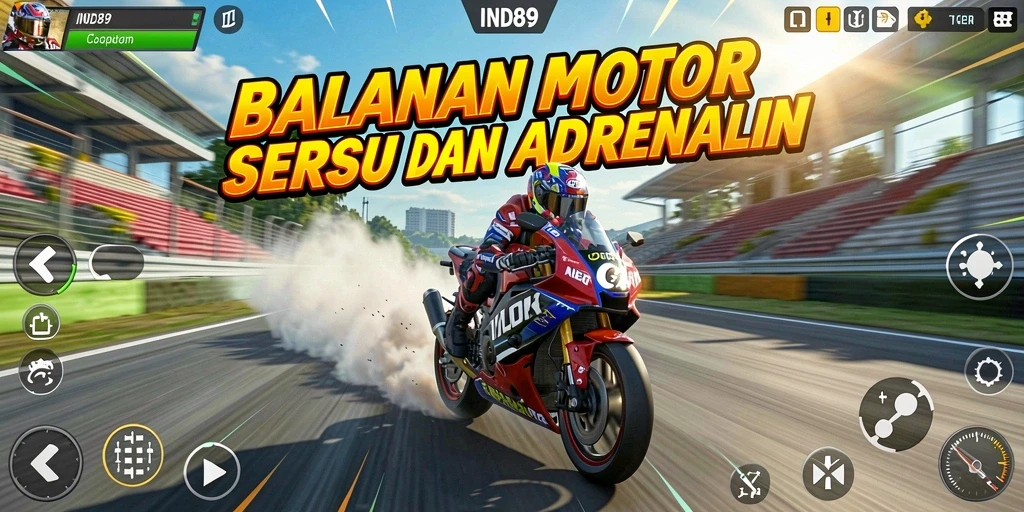 Tampilan gameplay balapan motor seru dan mendebarkan.
