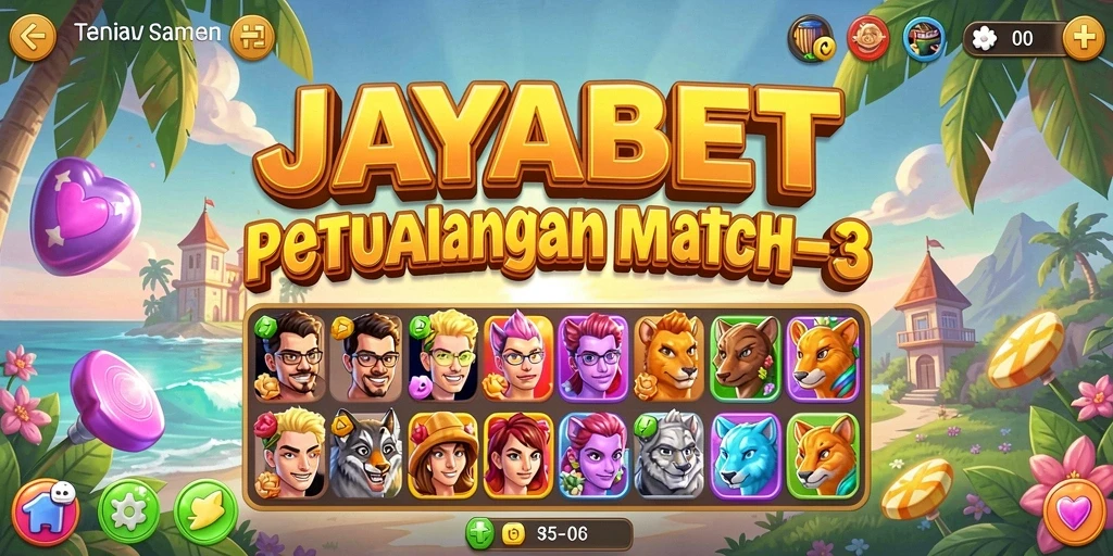 Tampilan gameplay game Match-3 JAYABET yang memukau.