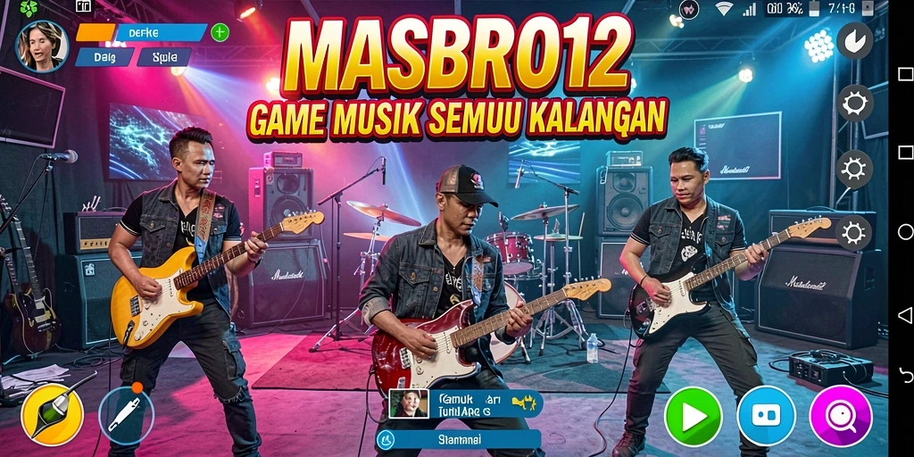 Tampilan gameplay <strong>MASBRO12</strong> dengan berbagai tantangan musik yang seru.