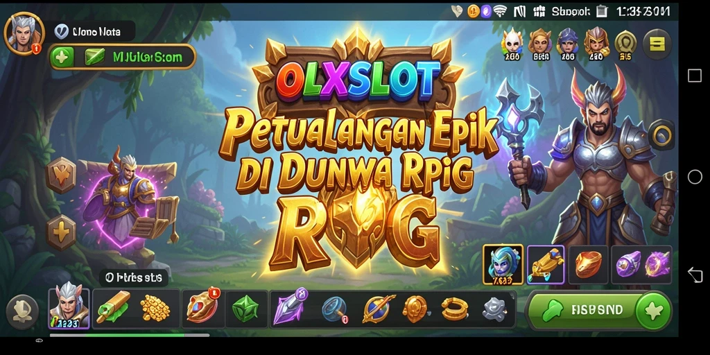 Tampilan gameplay seru dari OLXSLOT yang menampilkan aksi RPG penuh warna.