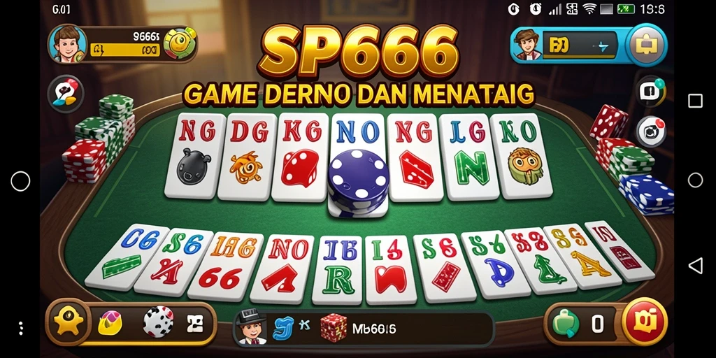 Tampilan gameplay seru dalam SP666 dengan suasana permainan domino.