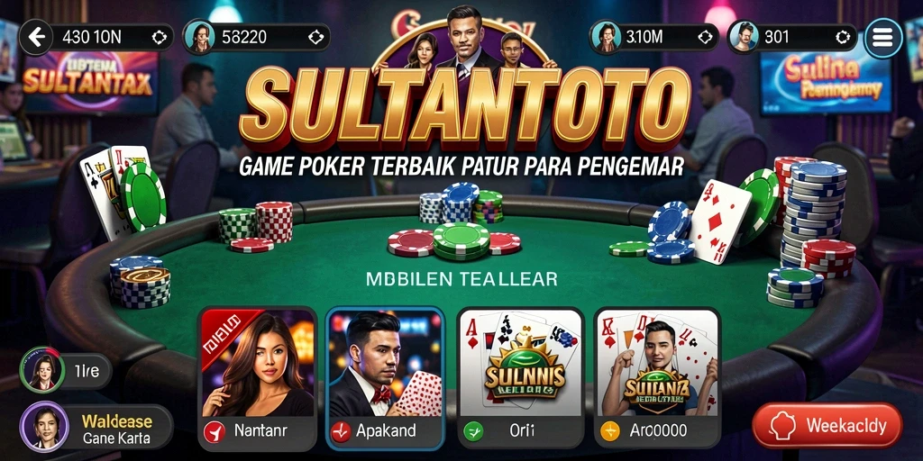 Screenshot gameplay SULTANTOTO menampilkan suasana permainan Poker yang mendebarkan.