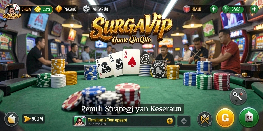 Screenshot SURGAVIP menampilkan momen intens dalam permainan QiuQiu.